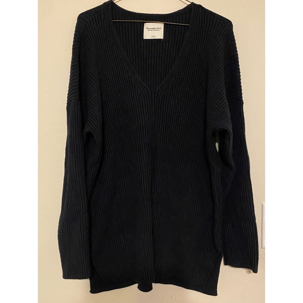 Women's Black Abercrombie & Fitch Soft A&F Collection Rib Knit Sweater Sz Large